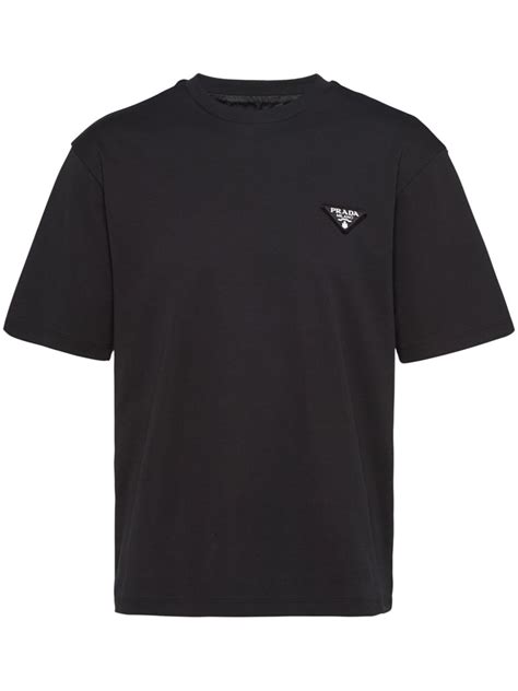 logo printed cotton jersey t-shirt prada|PRADA .